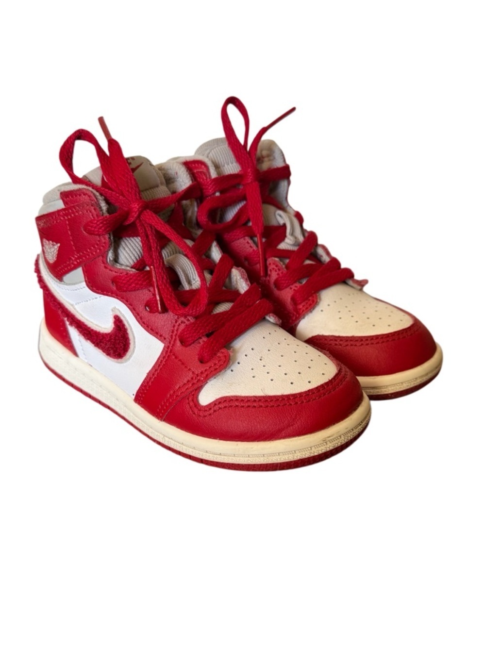 Nike Air Jordan 1 Retro OG High Kids White and Red Sneakers-Size 9 Like New